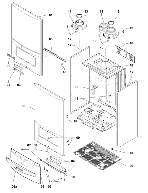 Exploded view Vaillant ecoTEC pro classic VHR 23-28/5-3 R4: Manteldelen