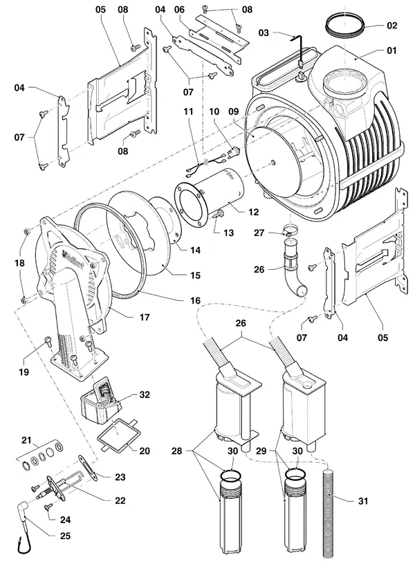 Exploded view Vaillant ecoTEC pro classic VHR CW3 5-3: Brander warmtewisselaar