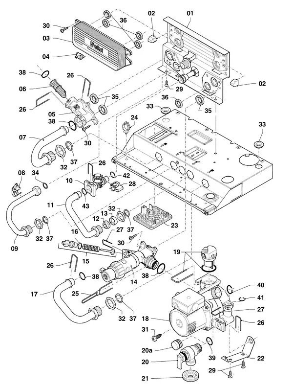 Exploded view Vaillant ecoTEC pro classic VHR CW3 5-3 EXP R2: Hydroblock