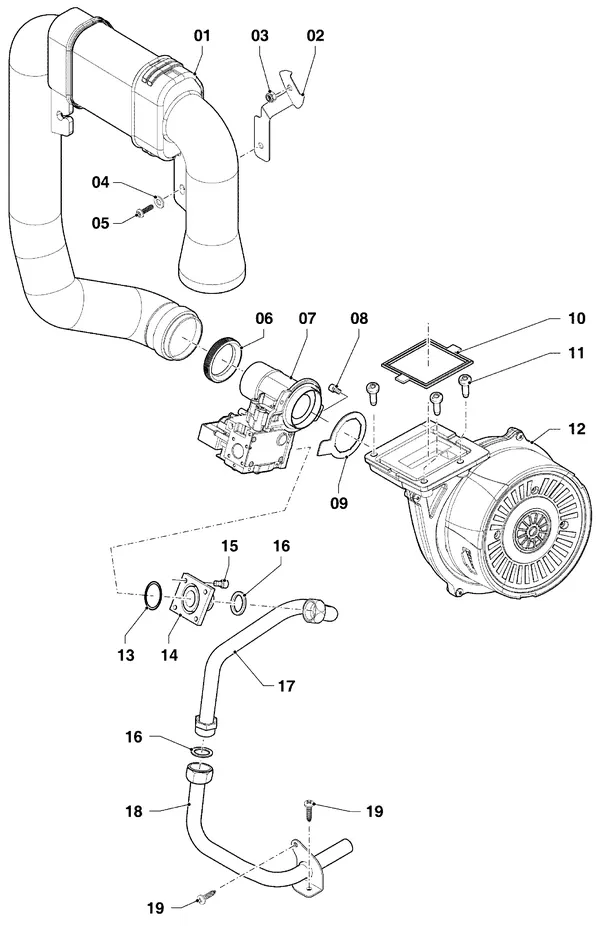 Exploded view Vaillant ecoTEC pro classic VHR CW3 5-3 OT R2: Gasblok