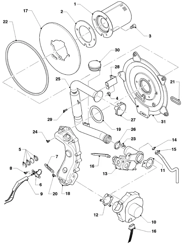 Exploded view Vaillant hrEXCLUSIEF VHR 20/4 S R1: Brander