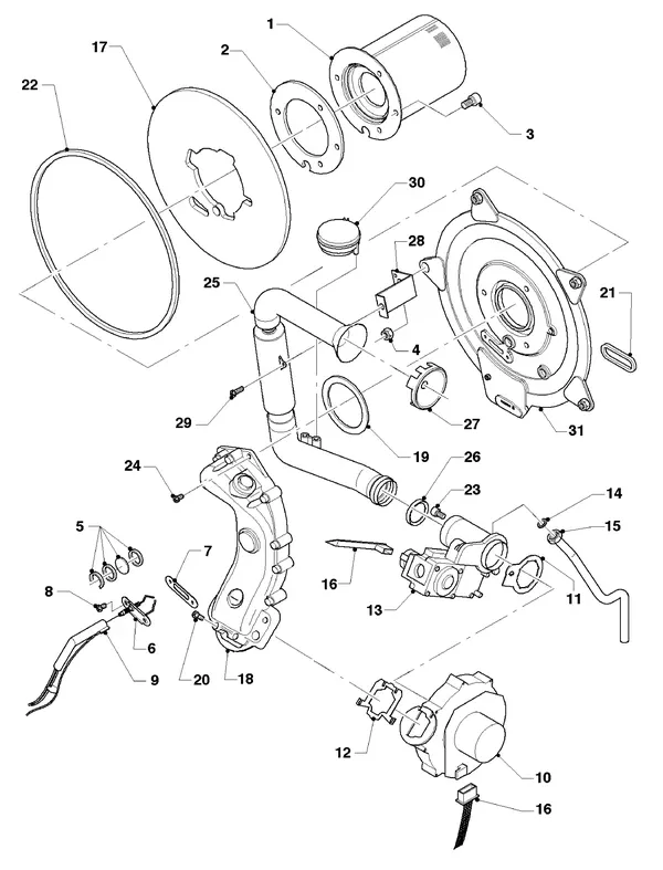 Exploded view Vaillant hrEXCLUSIEF VHR 25/4 S: Brander
