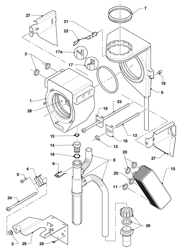 Exploded view Vaillant hrEXCLUSIEF VHR 25/4 S: Warmtewisselaar