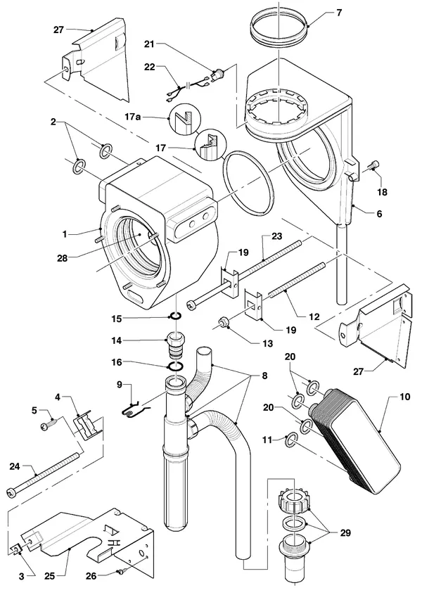 Vue éclatée Vaillant hrEXCLUSIEF VHR 30/4 C : Échangeur thermique