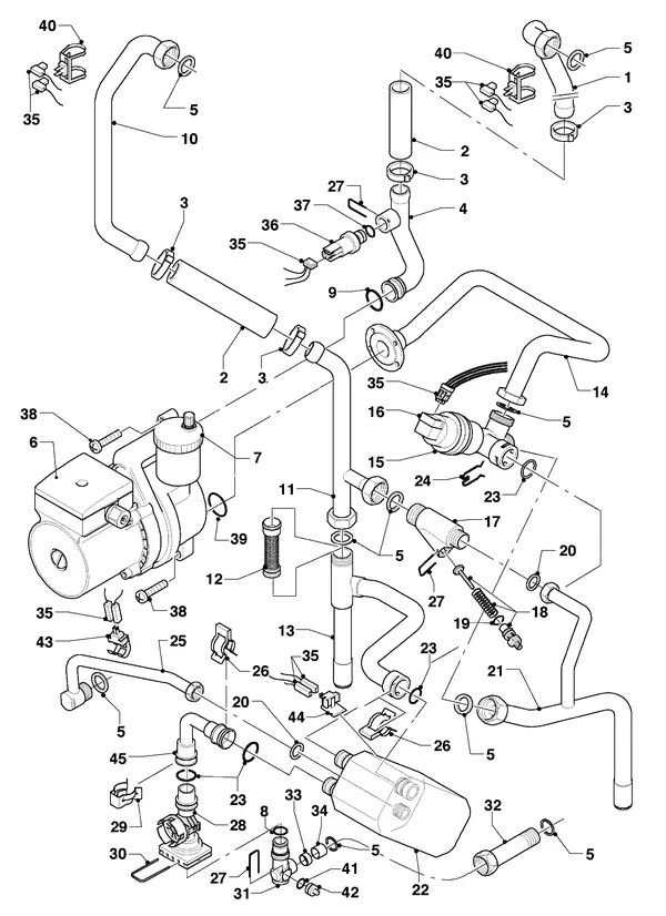 Exploded view Vaillant hrEXCLUSIEF VHR 35/4 C: Aansluitdelen