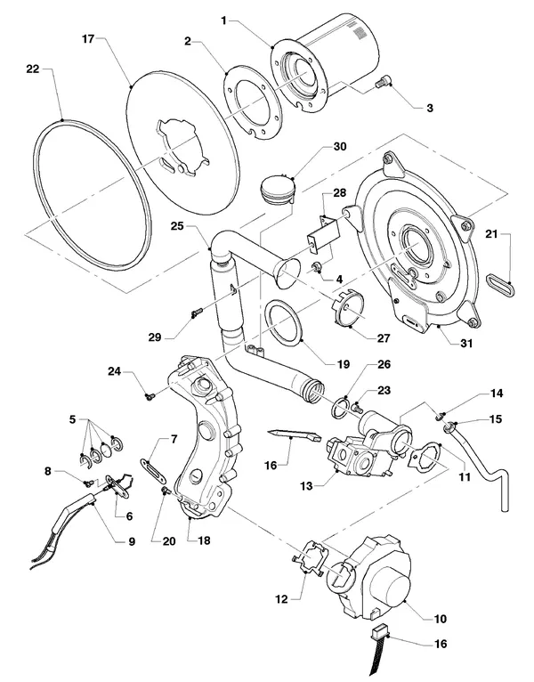 Exploded view Vaillant hrEXCLUSIEF VHR 35/4 C: Brander