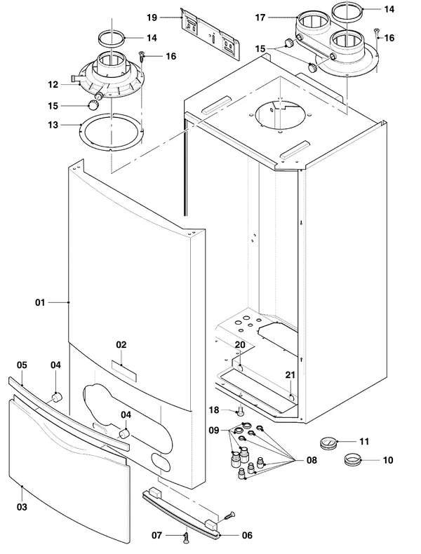 Exploded view Vaillant hrEXCLUSIEF VHR 35/4 C: Manteldelen