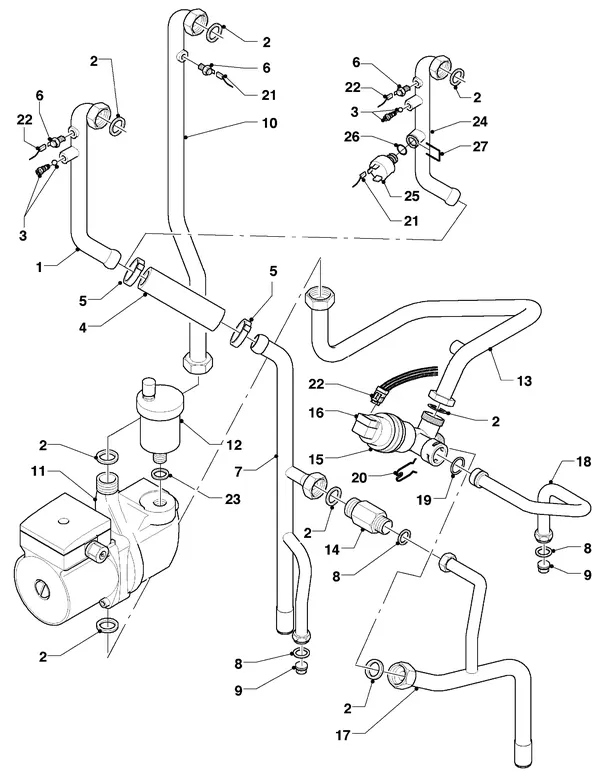 Exploded view Vaillant hrEXCLUSIEF VHR 35 S: Aansluitdelen