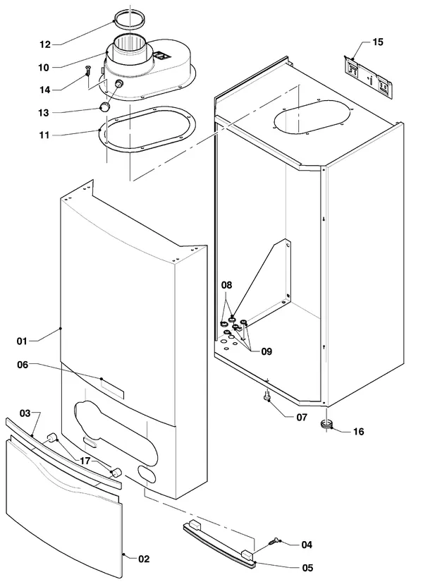 Exploded view Vaillant hrEXCLUSIEF VHR 65/4 S: Manteldelen