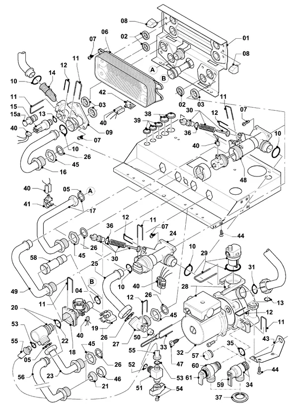 Vue éclatée Vaillant hrPRO CW 4/3 : Hydrobloc