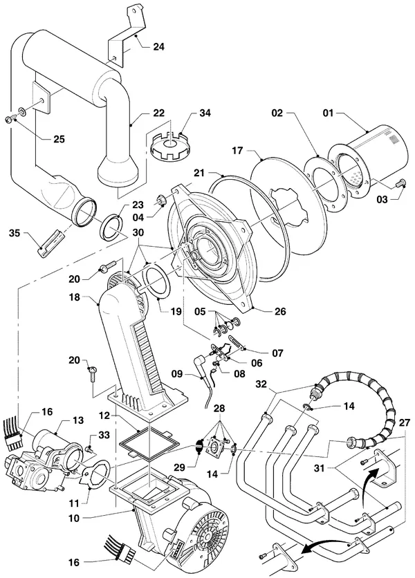 Exploded view Vaillant hrPRO CW 4/3 EXP: Brander
