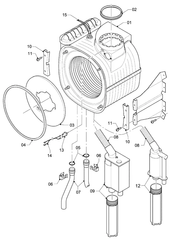 Vue éclatée Vaillant hrSOLIDE/3 VHR 18-22/3 C : Échangeur thermique