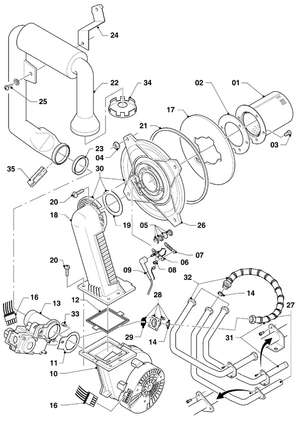 Exploded view Vaillant hrSOLIDE/3 VHR 24-28/3 C: Gasblok brander