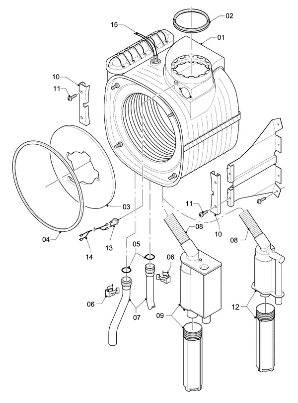 Vue éclatée Vaillant hrSOLIDE/3 VHR 34/3 IC : Échangeur thermique