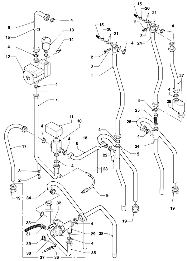 Exploded view Vaillant hrSOLIDE VHR 18 S: Aansluitdelen