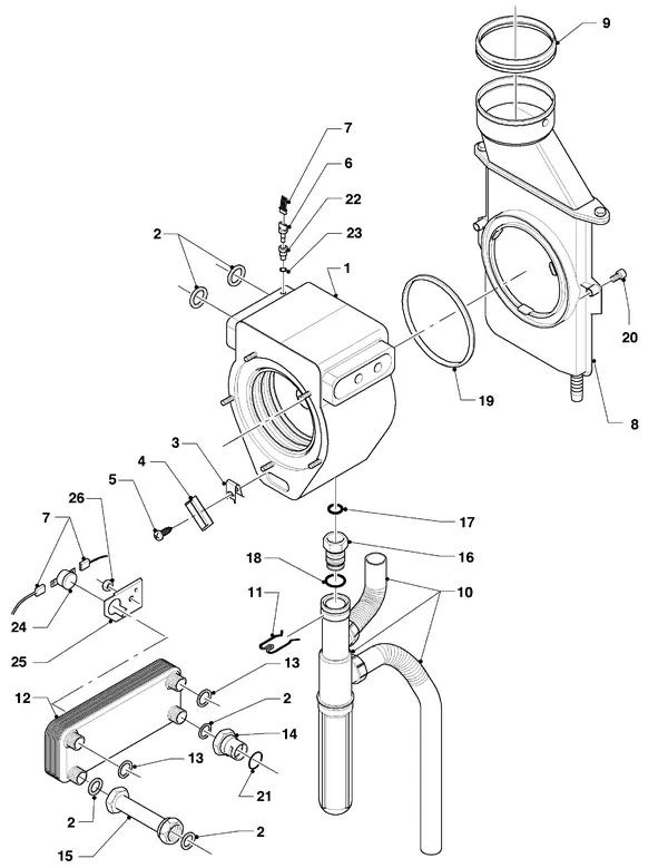 Exploded view Vaillant hrSOLIDE VHR 18 S: Warmtewisselaar