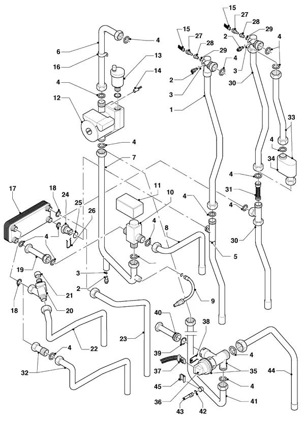 Exploded view Vaillant hrSOLIDE VHR 24-28 C: Aansluitdelen