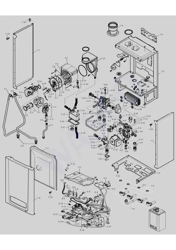 Exploded view Vaillant HRV 30: Totaaloverzicht