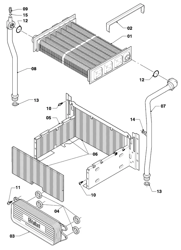 Exploded view Vaillant thermoCOMPACT VC 254/4-7: Wisselaar