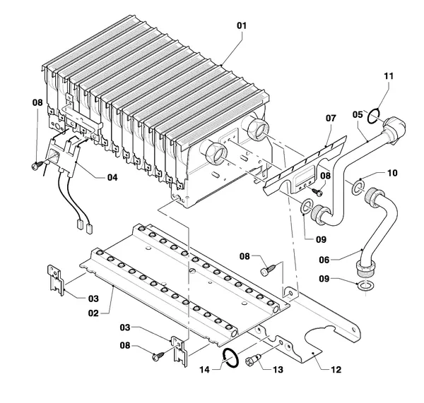 Vue éclatée Vaillant thermoCOMPACT VC 255/4-7 Turbo : Brûleur