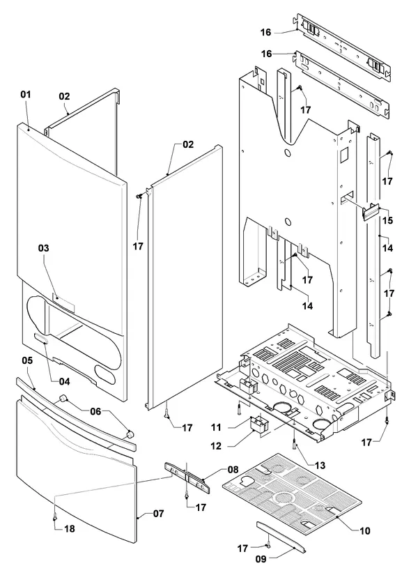 Vue éclatée Vaillant thermoCOMPACT VC 255/4-7 Turbo : Habillage