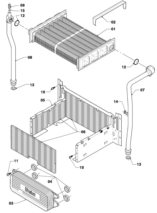 Exploded view Vaillant thermoCOMPACT VCW 254/4-7: Wisselaar