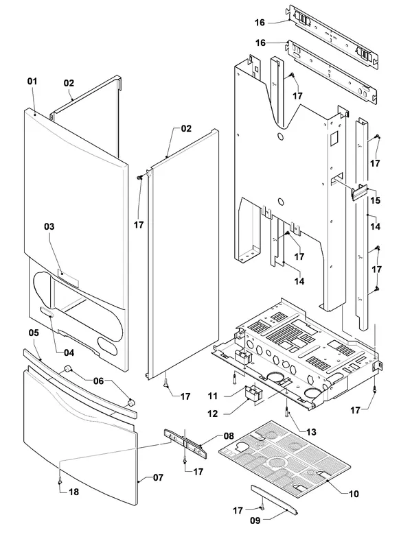 Exploded view Vaillant thermoCOMPACT VCW 255 4-7 Turbo: Mantel