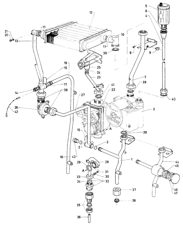 Vue éclatée Vaillant Chaudière VC 110 XE (TTB) : Pièces de raccordement A