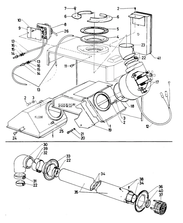 Exploded view Vaillant Cv-ketel Turbo VC 142 E: Verbrandings luchtaanvoer