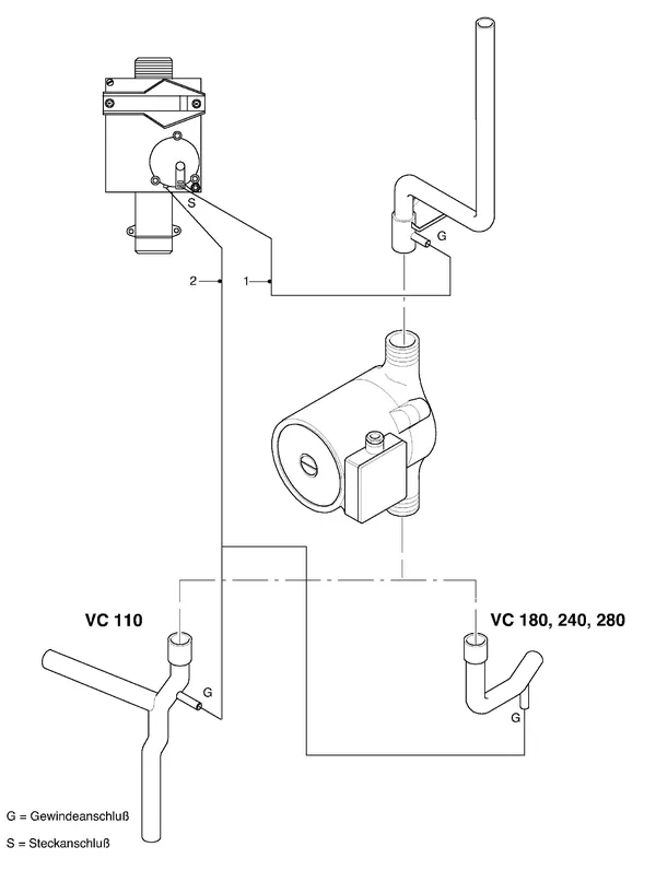 Exploded view Vaillant Cv-ketel Turbo VC 182 E: Aansluitdelenb