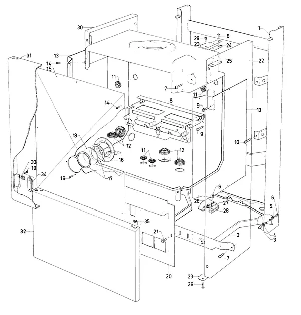 Exploded view Vaillant Cv-ketel Turbo VC 182 E: Manteldelen