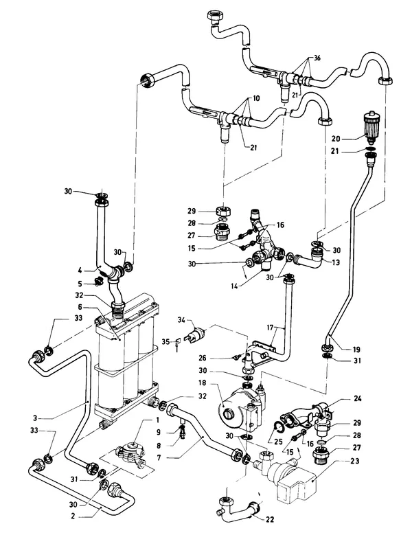 Exploded view Vaillant Cv-ketel Turbo VC 185 E: Aansluitdelena