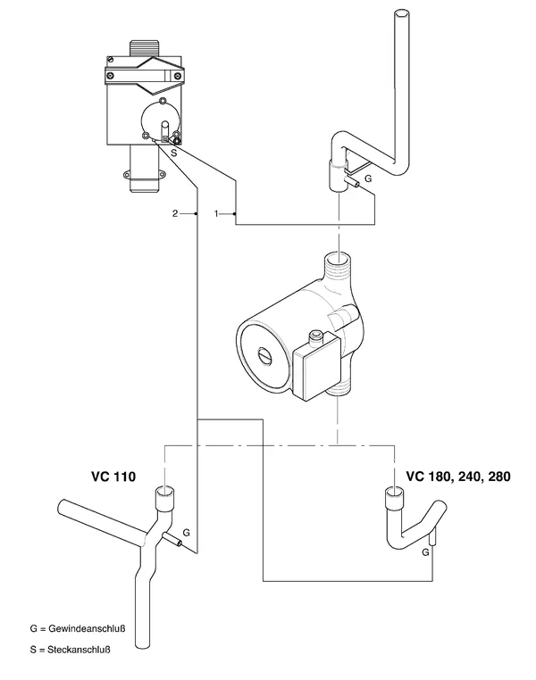 Exploded view Vaillant Cv-ketel Turbo VC 185 E: Aansluitdelenb