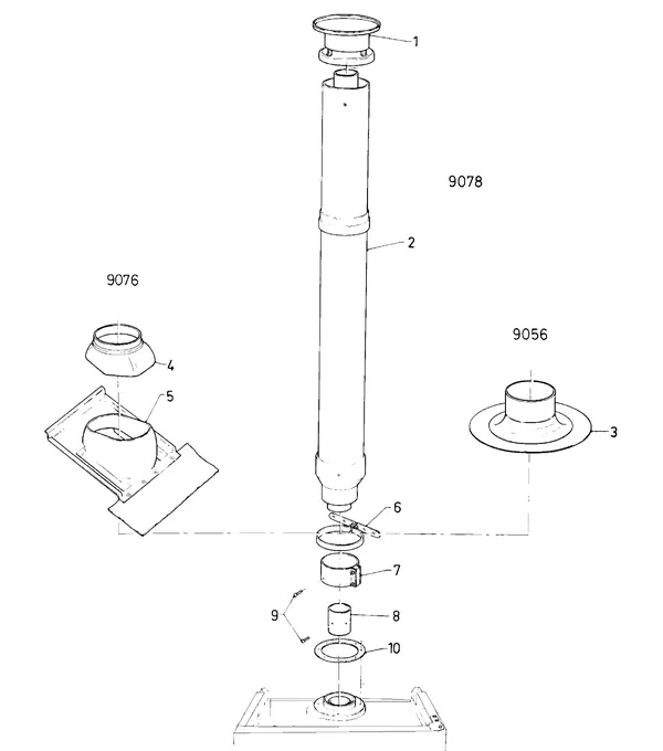 Exploded view Vaillant Cv-ketel Turbo VC 185 E: Vertikale dakdoorvoerb