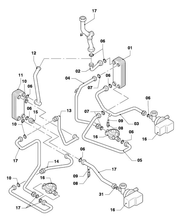 Exploded view Vaillant Cv-ketel Turbo VC 242 E: Platenwisselaar