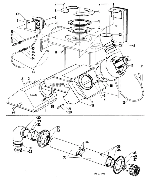 Exploded view Vaillant Cv-ketel Turbo VC 242 E: Verbrandings luchtaanvoer