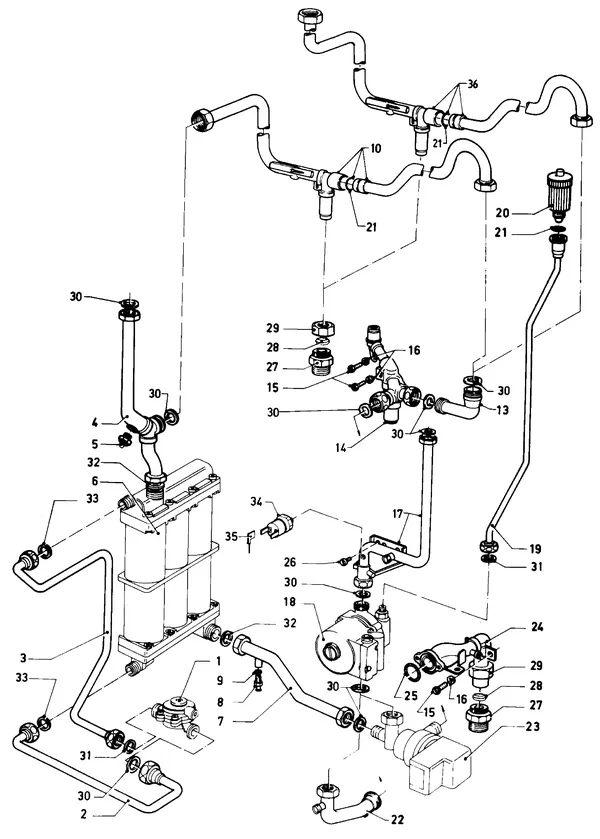 Vue éclatée Vaillant Chaudière VC 244 XE (TTB) : Pièces de raccordement A