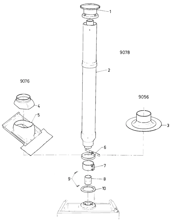Exploded view Vaillant Cv-ketel Turbo VC 245 E: Verticale dakdoorvoerb