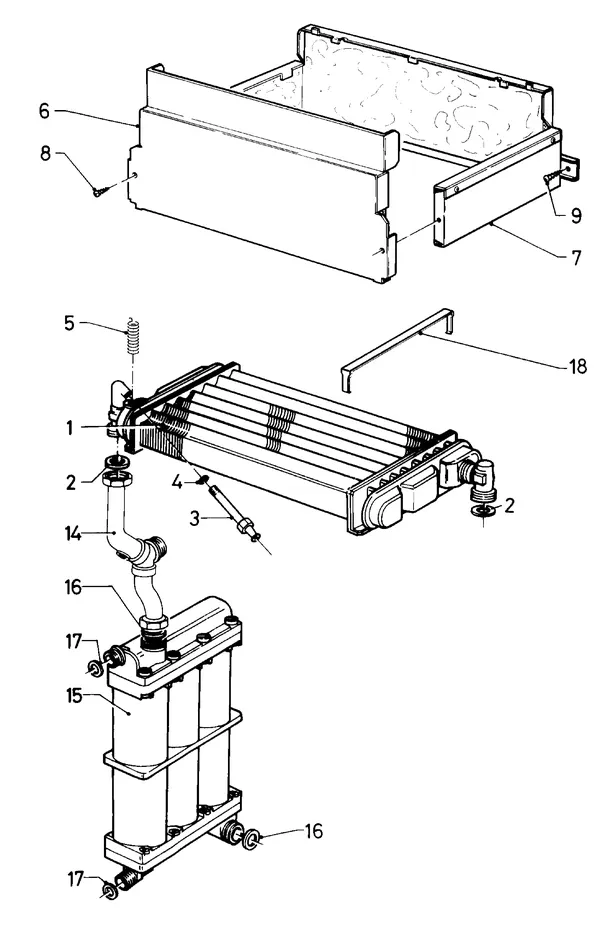 Exploded view Vaillant Cv-ketel Turbo VC 245 E: Warmtewisselaar