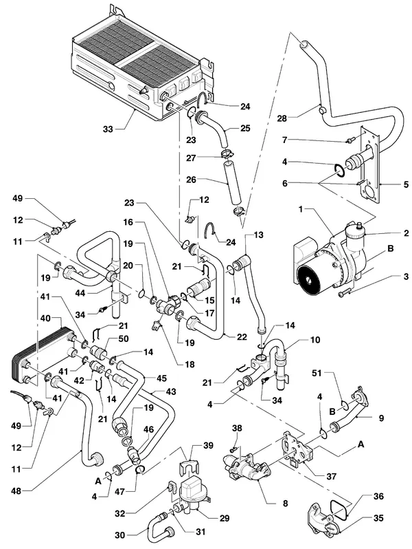 Exploded view Vaillant Cv-ketel VC 254/2 XE: Aansluitdelen