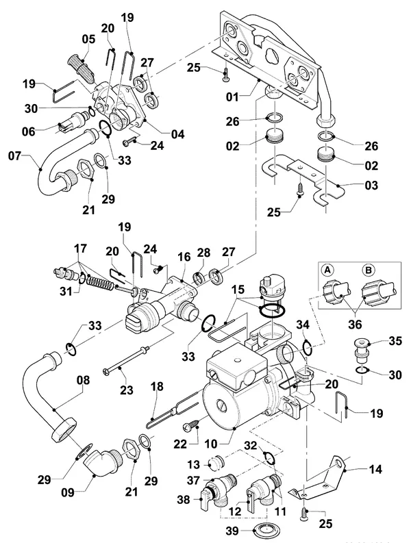 Exploded view Vaillant Cv-ketel VC 254/4-7: Aansluitdelena