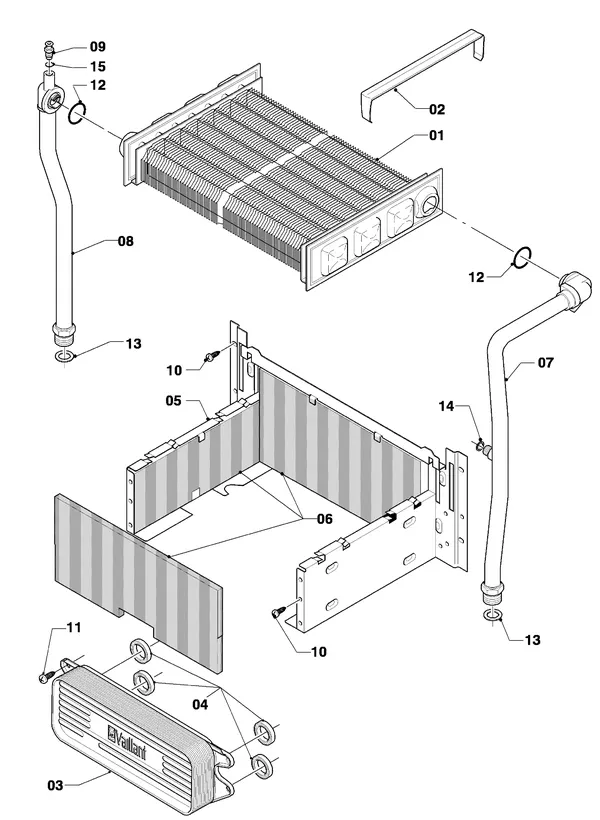 Exploded view Vaillant Cv-ketel VC 254/4-7: Wartmewisselaar