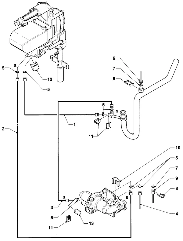 Vue éclatée Vaillant Chaudière VC 254 XE : Pièces de raccordement – conduites de commande