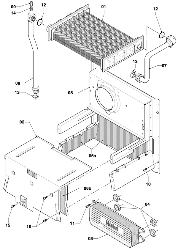 Exploded view Vaillant Cv-ketel Turbo VC 255/4-7 R3: Warmtewisselaar