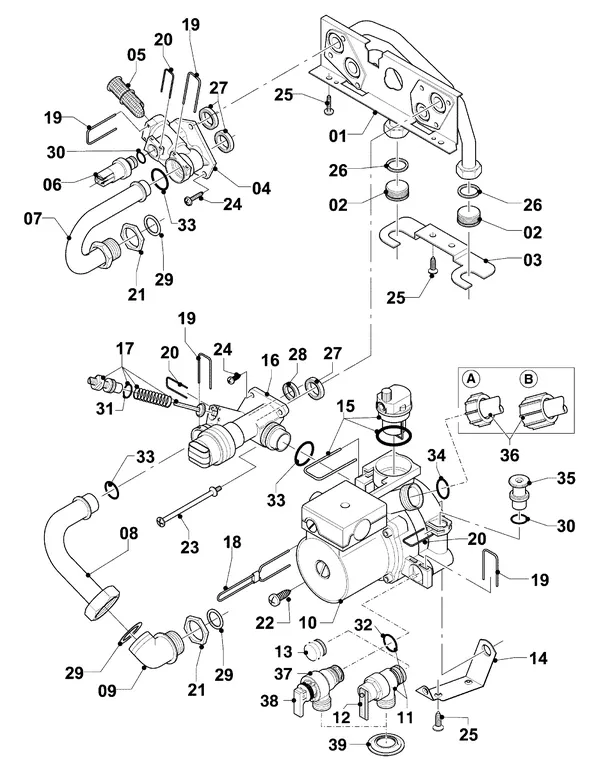 Exploded view Vaillant Cv-ketel Turbo VC 255/4-7: Verbrandingskamer