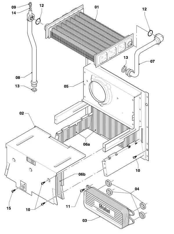 Exploded view Vaillant Cv-ketel Turbo VC 255/4-7: Warmtewisselaar