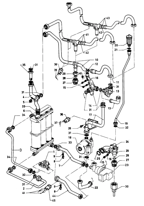 Exploded view Vaillant Cv-ketel Turbo VC 282 E: Aansluitdelena