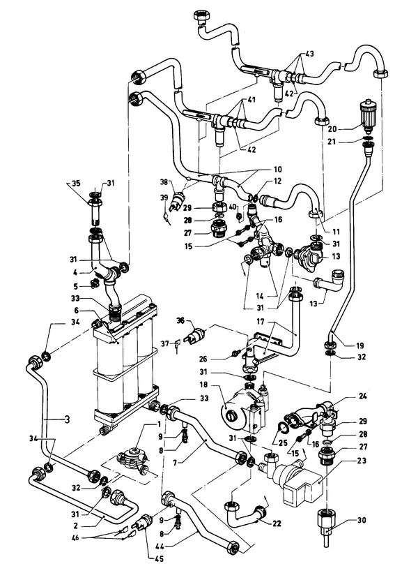 Exploded view Vaillant Combiketel Turbo VCW 182 E: Aansluitdelena
