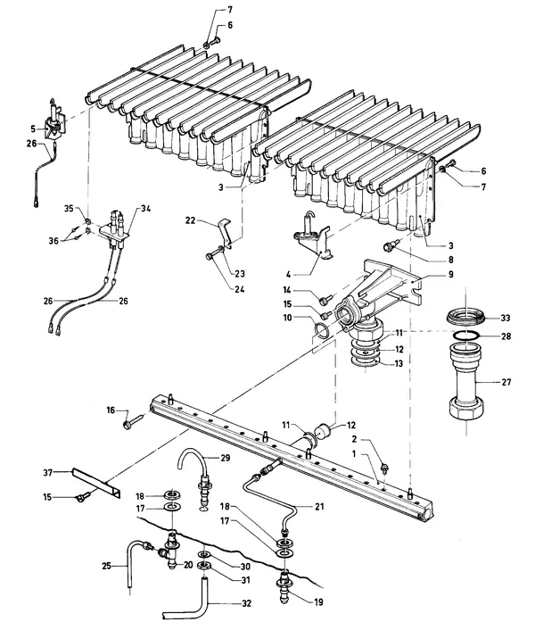 Exploded view Vaillant Combiketel Turbo VCW 182 E: Brander