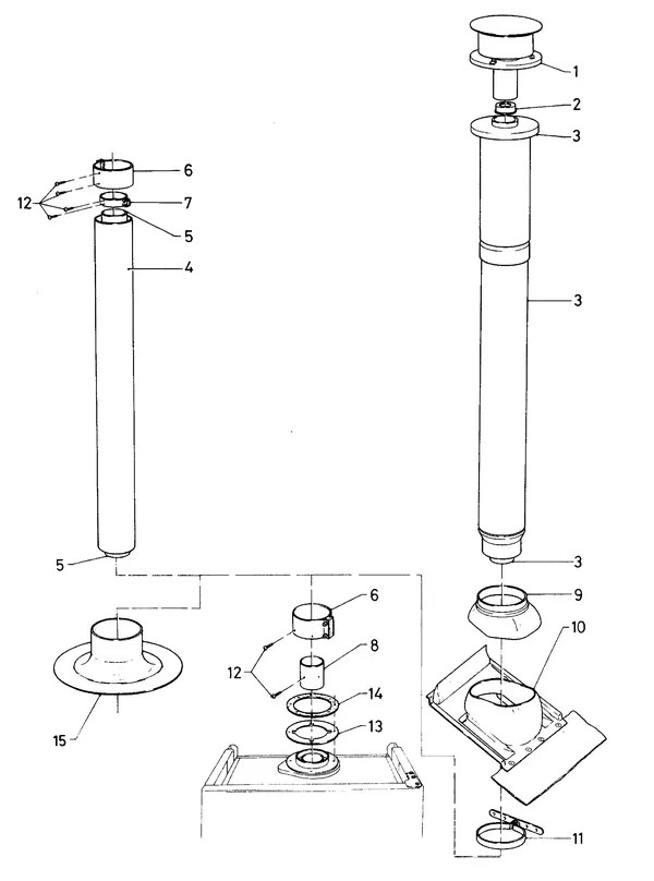 Exploded view Vaillant Combiketel Turbo VCW 182 E: Verticale dakaanvoera